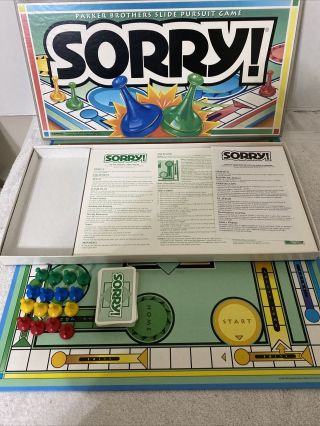 Sorry Parker Brothers Slide Pursuit Board Game Vintage 1992 Complete