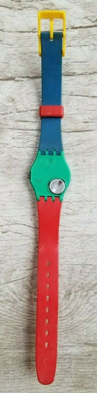 Vintage 1980 ' s SWATCH Watch Abstract Art Red Green Blue - - S 612 3