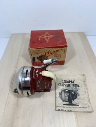 Vintage Clipper Compac Model No.  36 Spin Cast Reel And Instructions
