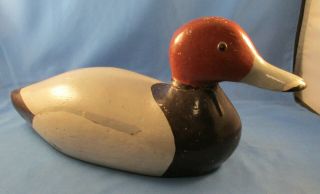 Antique Redhead Drake Duck Decoy Wooden Glass Eyes Unknown Maker Gd Cd
