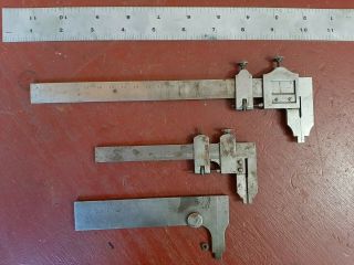 3 Vernier Caliper Starrett No.  122 Brown Sharpe 4 " & 425 Antique Measuring Tools