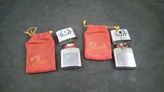 2 Vintage Collectible Jon - E Aladdin Hand Warmers With Velvet Bags