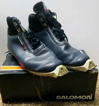 Vintage Salomon Cross Country Ski Boots Sr 301 Blue Sz 40 (6.  5 Us) Box