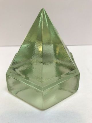 Antique Large Deck Prism 6 Sided Light Green Glass Paperweight 4.  5 