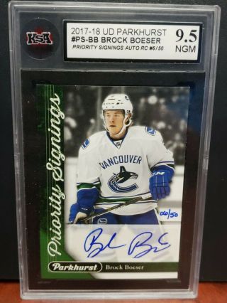 17 - 18 Parkhurst Priority Signings Auto Brock Boeser Rookie Rc Jersey 06/50 1of1