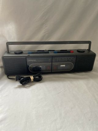 Vintage Soundesign Boombox 4745 Gry Am/fm Stereo Receiver Twin Cassette Player