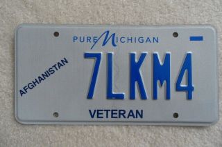 Michigan ‘afghanistan - Veteran’ Pure Michigan Base License Plate – Look