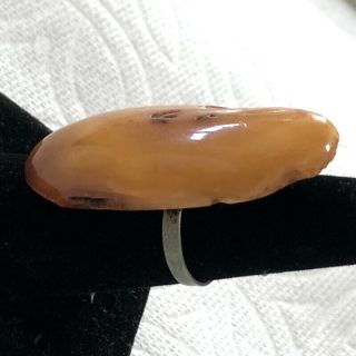 Vintage Natural Baltic Butterscotch Cabochon Amber Ring,  7.  5 Gram (am624)