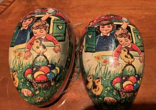 Vintage Paper Mache Rabbit Easter Egg Made In West Germany With Children