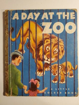 Vintage Little Golden Book 1950 A Edition A Day At The Zoo