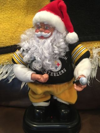 Pittsburgh Steelers Vintage Rock & Roll Santa For Display Only