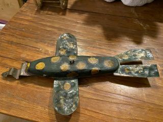 Vintage Wooden And Metal Ice Fish Spearing Decoy Folk Art Lure (signed Nw Or Nm)