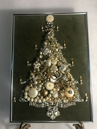 Vintage Jewelry Christmas Tree Framed Art