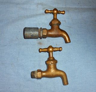 2 Early Antique Brass Sink Faucets H - M - Co.