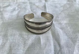 Vintage 925 Sterling Silver Wide Cuff Bracelet 6 1/2 " Weight 22g