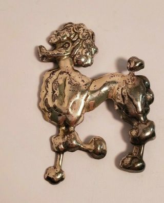 Vintage Sterling Silver Poodle Dog Pin Brooch Signed Lang Antique Jewelry