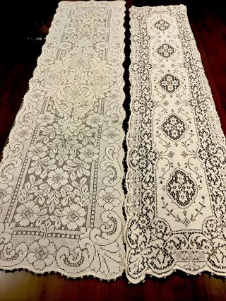 Vintage Quaker Lace Table Mantle Runners 12” X 54 15” X 57” Qnty Of 2