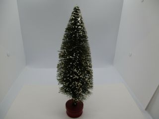 Vintage 11 " Green Bottle Brush Christmas Tree With Snow Tips