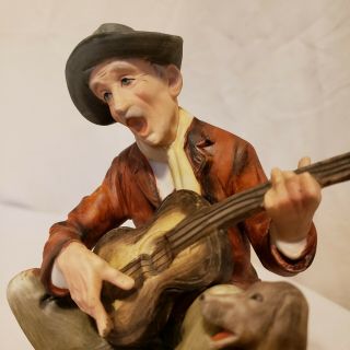 Vintage LEFTONS Old man Playing Guitar with Dog Figurine Porcelain Ceramic 2