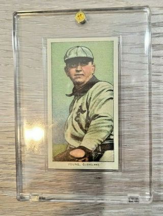 Cy Young,  1909 - 1911 T206 Sovereign Tobacco Card (glove Shows),  White,  Reprint