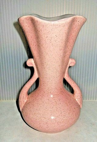Mid Century Vintage Red Wing Pottery Pink/grey Lined Speckled Planter Vase 7.  5 "