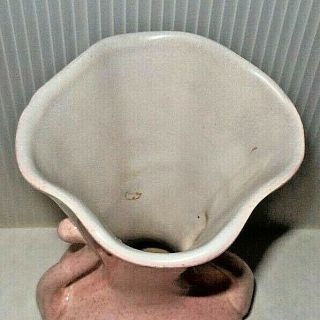 Mid Century Vintage Red Wing Pottery Pink/Grey Lined Speckled Planter Vase 7.  5 