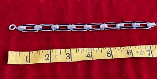True Vintage Sterling Silver Art Deco Black Enamel Link Bracelet 7 " Long