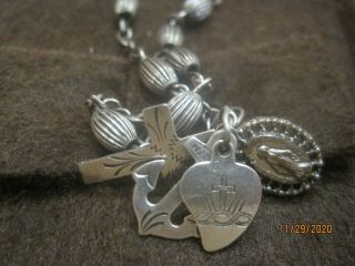 Antique Sterling Silver Faith Hope Charity Charm Bracelet