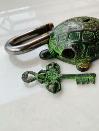 Tortoise Shape Brass Vintage Antique Style Handcrafted Key Puzzle Trick Pad Lock 2