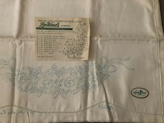 Vintage Lee Wards Irish Linen 2pc Pillowcases Stamped Pansy Floral