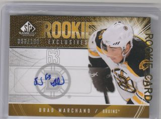 2009 10 Sp Game Rookie Exclusive Autograph 58/100 Brad Marchand Bruins