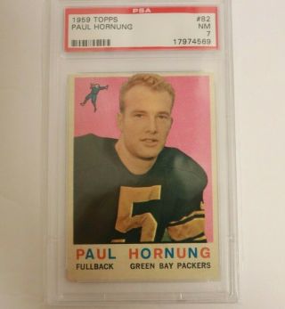 1959 Topps Football 82 Paul Hornung Psa 7 Packers Hof Notre Dame