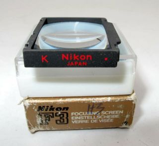 Vintage Nikon F3 Camera System Focusing Screen " K " In Case & Cover