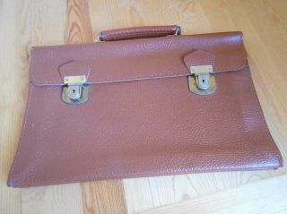 Leather Briefcase Vintage 70s Laptop Document Bag Brown Italian