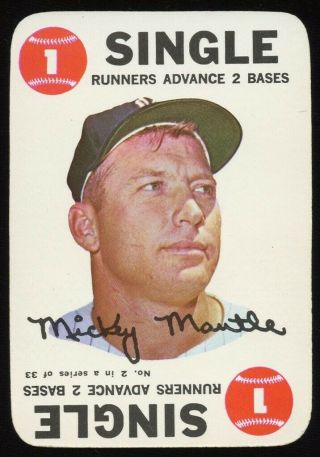 1968 Topps Game Mickey Mantle 2 York Yankees Card No Creases