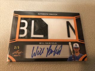 2017 Leaf Will Banfield Auto Patch 3/5 Marlins Rookie Rc