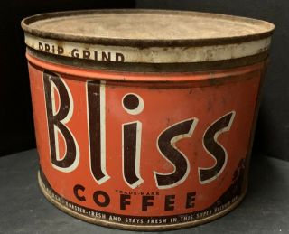 Vintage Bliss Coffee Tin 1 Lb Can With Lid
