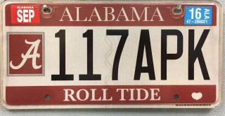 Alabama University Of Alabama Roll Tide License Plate Tag