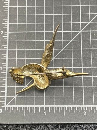Vintage Brooch Pin 2” Hummingbird Figural Crystal Rhinestones Gold Tone Lot1 2