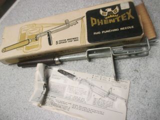 Vintage Phentex Adjustable Punch Needle Craft Tool Rug & Mural Art Box