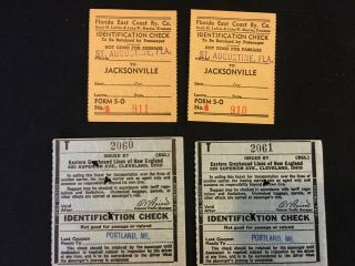 2 Greyhound Bus Lines And 2 Florida East Coast Railway Ticket Stubs From 1944
