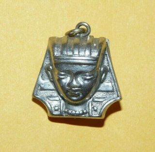 Vintage Antique Sterling Silver Double Sided Egyptian Revival " Pharoah " Charm