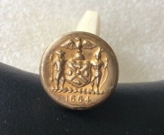 Antique Vintage City Of York 1664 Coat Of Arms Gold Filled Wax Seal.