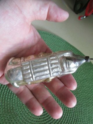 EARLY Antique German Blown Glass Ornament - Boy with Toboggan - Large Size 3