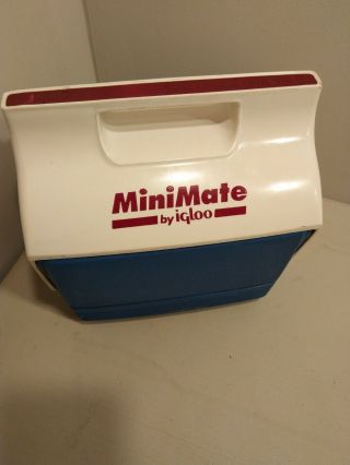Vintage Mini Mate By Igloo Cooler Lunchbox 6 Pack Picnic Retro Blue W/ Purple