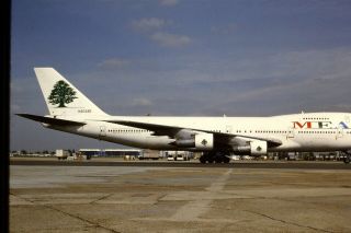 35mm Colour Slide of MEA Boeing 747 - 2B4B N203AE 3