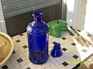 Antique Cobalt Blue Staffords Master Ink Bottle & Bixby Cone Ink