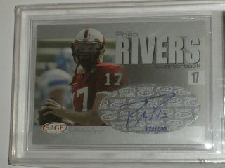 Philip Rivers Auto 2004 Sage Silver Rookie Rc Bgs 8.  5 10 Autograph Nc State /200