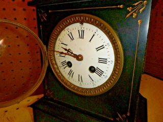 Old Vintage Antique Slate Stone Marble Shelf Mantle Clock