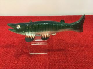Vintage Hand Carved Ice Fishing Spearing Decoy 8” Very Detailed Signed.